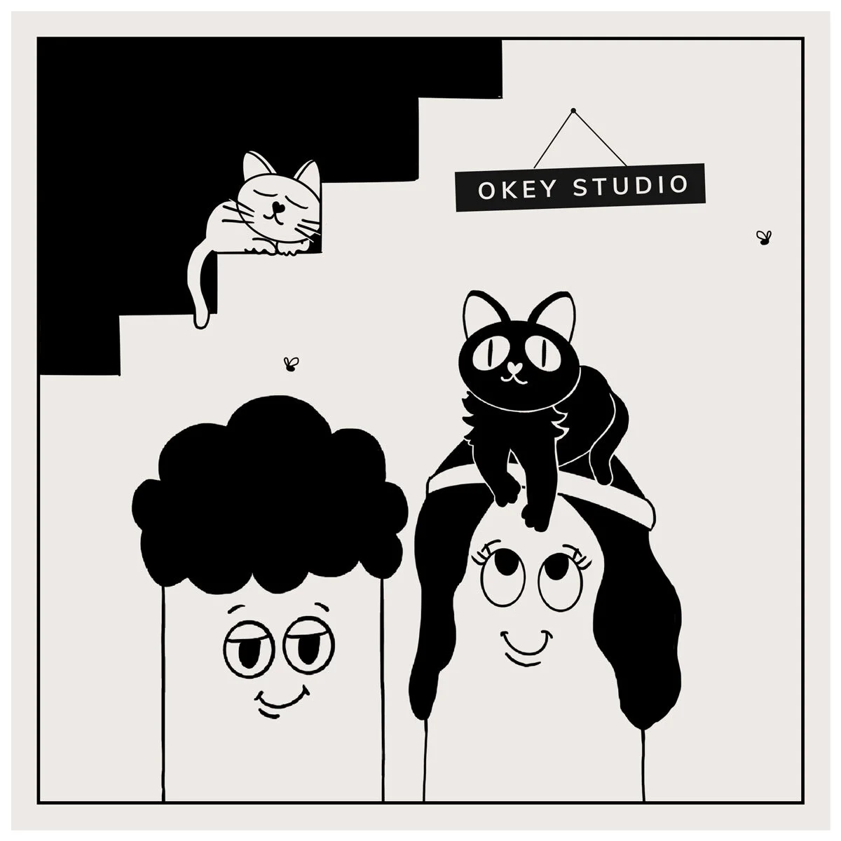 Comic strip featuring the Okey Studio